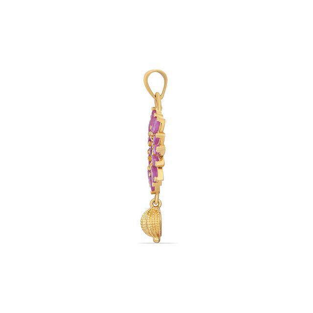 Tanishq 22KT Gold Pendant and Earrings Set 3