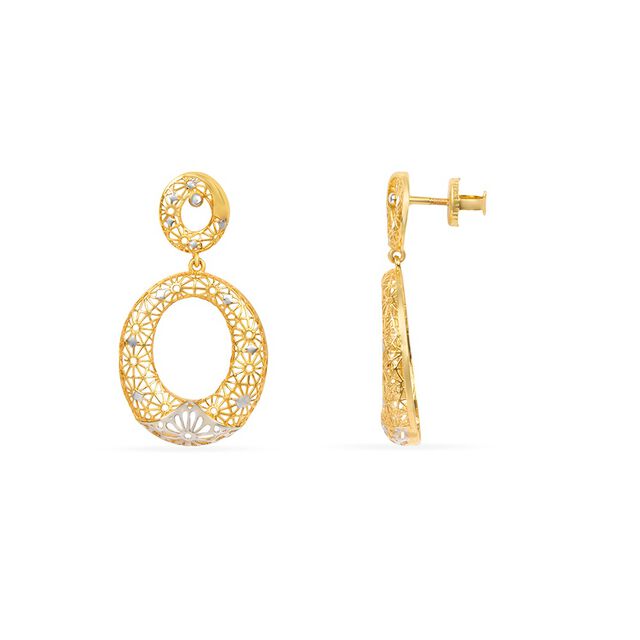 Tanishq 22KT Gold Drop Earrings for Women 3