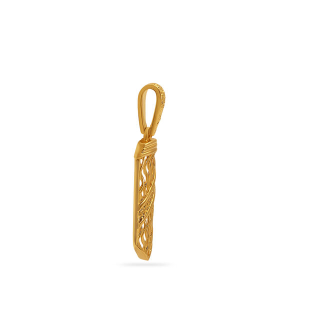 Tanishq 22 Karat Gold Pendant and Earrings Set for Women 2