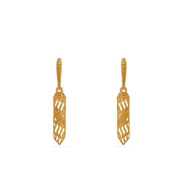 Tanishq 22 Karat Gold Pendant and Earrings Set for Women 3