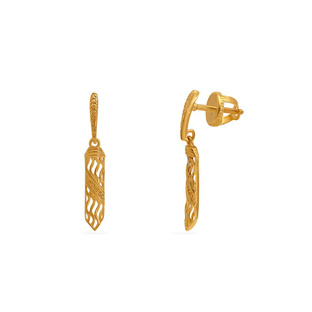 Tanishq 22 Karat Gold Pendant and Earrings Set for Women 4