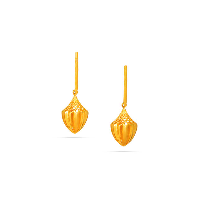 Gold Petal Pinnacle Drop Earrings 