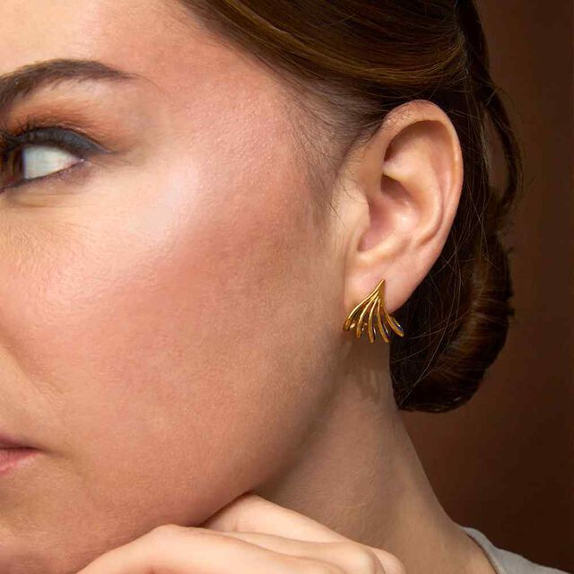 Abstract Gold Fan Earrings