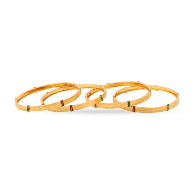 22 Karat Gold Bangles with Leafy Motif