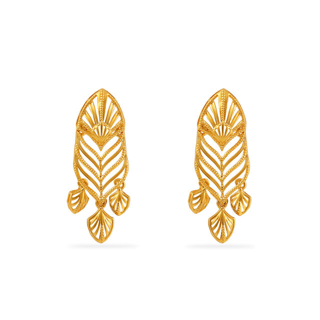 Radiant Sunburst Gold Drop Earrings 