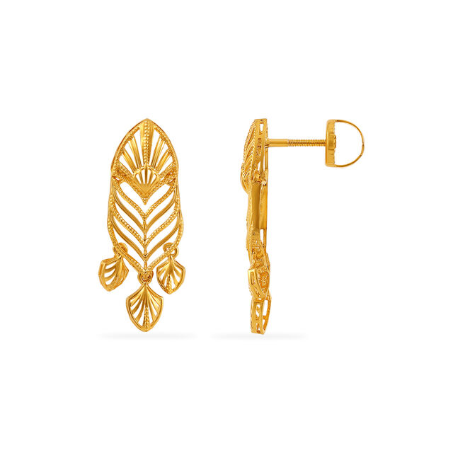 Radiant Sunburst Gold Drop Earrings 2