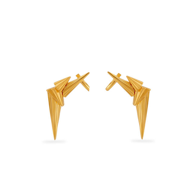 Geometric Edge Gold Stud Earrings 