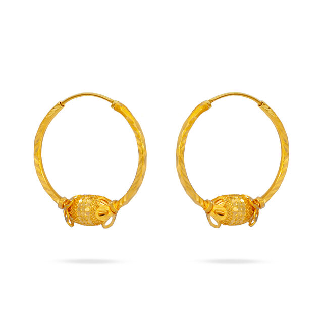 Sleek Gold Floral Hoops