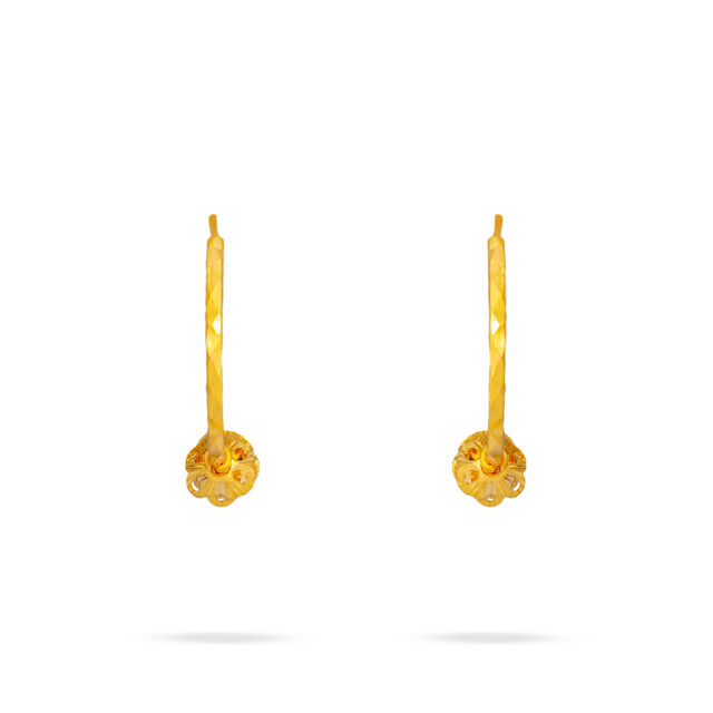 Sleek Gold Floral Hoops