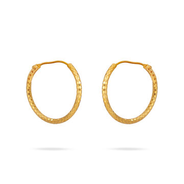 Textured Gold Oval Hoops