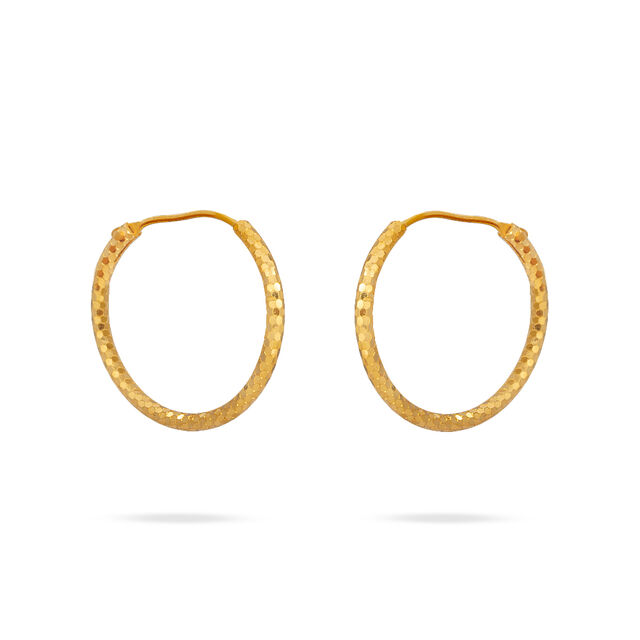 Textured Gold Oval Hoops