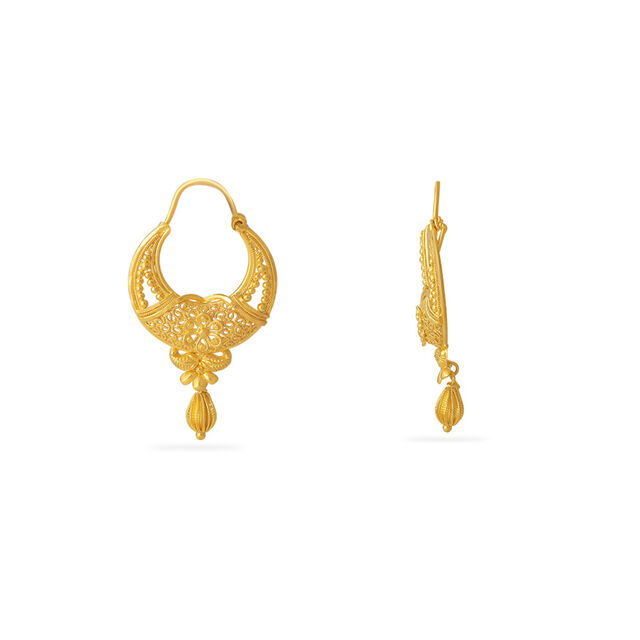 Filigree Crescent Gold Earrings 2