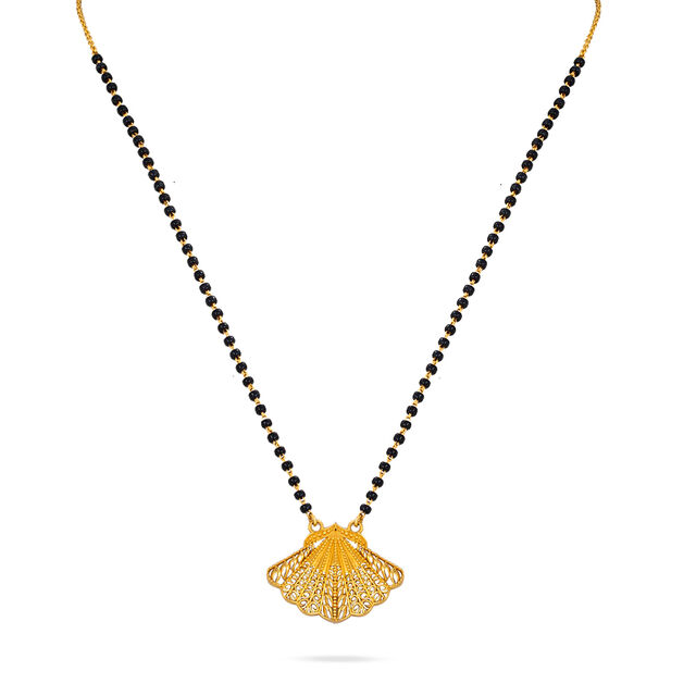 Gold Mangalsutra with Shell Design