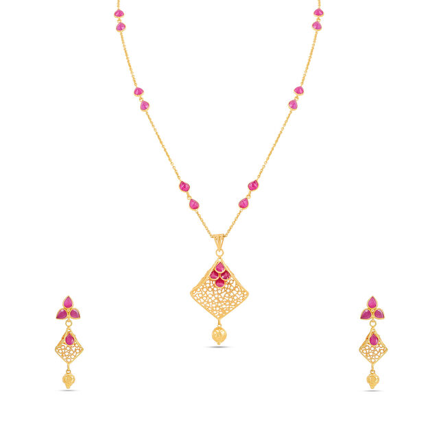 Drop Gold Necklace Set 