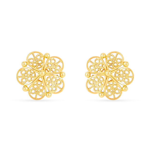 Tanishq 22KT Gold Pendant and Earrings Set for Women 4