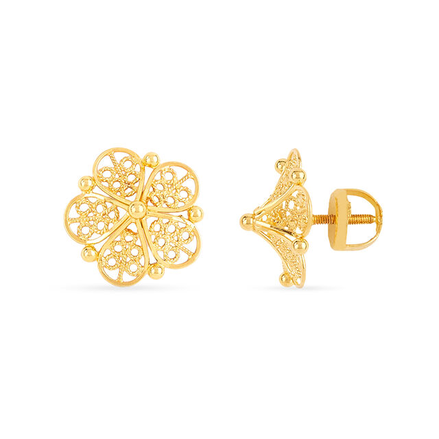 Tanishq 22KT Gold Pendant and Earrings Set for Women 5