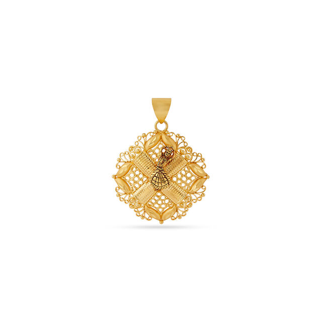 Tanishq 22KT Gold Pendant and Earrings Set for Women 2