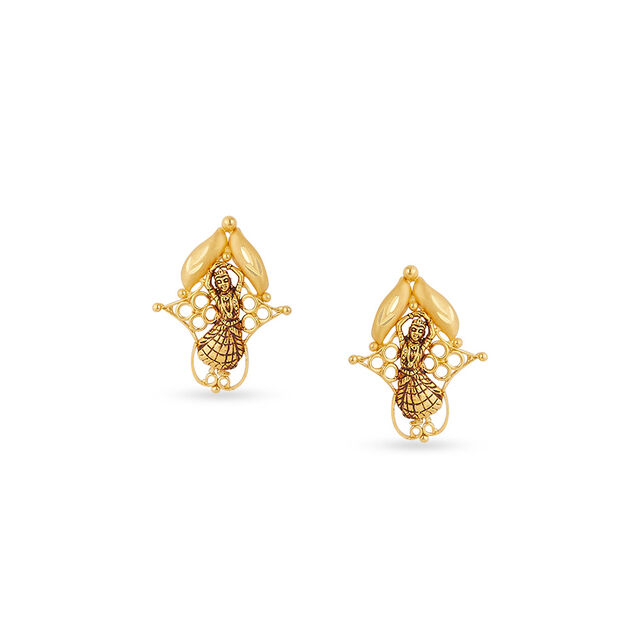 Tanishq 22KT Gold Pendant and Earrings Set for Women 3