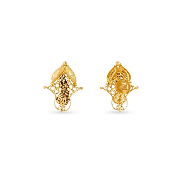 Tanishq 22KT Gold Pendant and Earrings Set for Women 4
