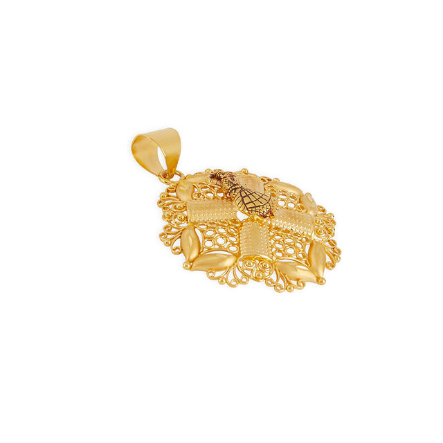 Tanishq 22KT Gold Pendant and Earrings Set for Women 5