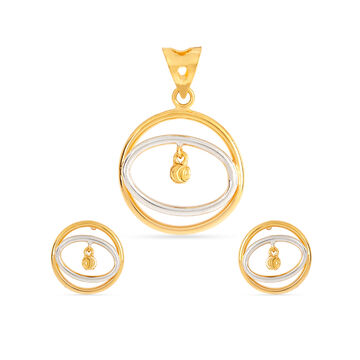 Tanishq 22KT Gold Pendant and Earrings Set for Women