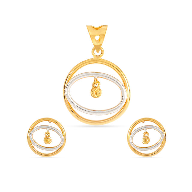 Tanishq 22KT Gold Pendant and Earrings Set for Women 