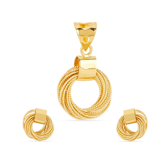 Tanishq 22KT Gold Pendant and Earrings Set for Women 