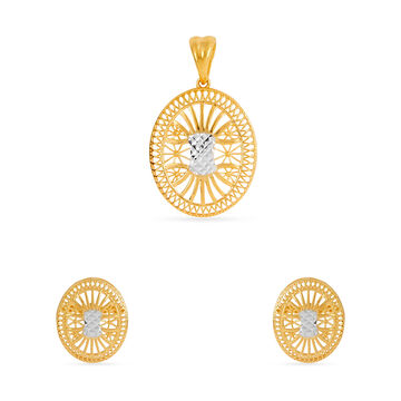 Tanishq 22KT Gold Pendant and Earrings Set for Women