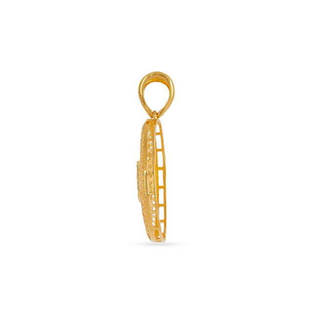 Tanishq 22KT Gold Pendant and Earrings Set for Women 2