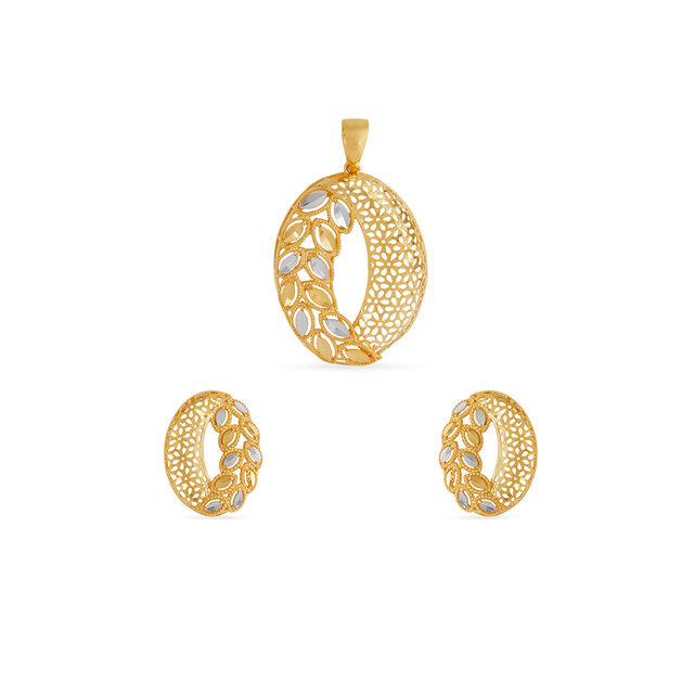 Tanishq 22KT Gold Pendant and Earrings Set for Women 