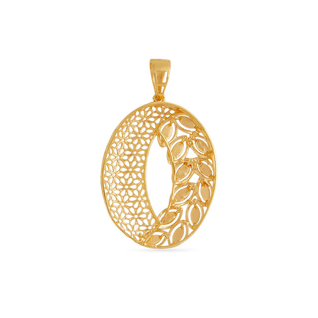 Tanishq 22KT Gold Pendant and Earrings Set for Women 3