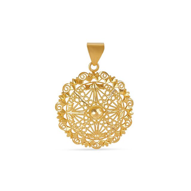 Tanishq 22KT Gold Pendant and Earrings Set for Women 2
