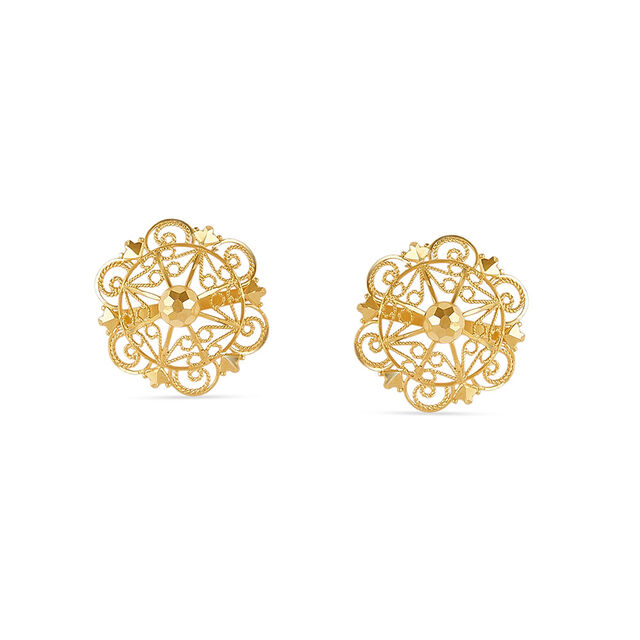 Tanishq 22KT Gold Pendant and Earrings Set for Women 4