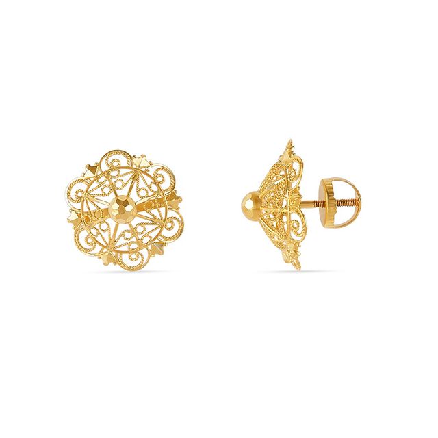 Tanishq 22KT Gold Pendant and Earrings Set for Women 5