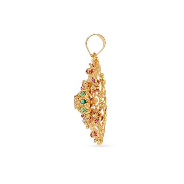 Tanishq 22KT Gold Pendant and Earrings Set 2