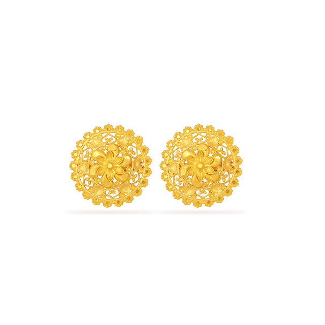 Tanishq 22KT Gold Pendant and Earrings Set for Women 2