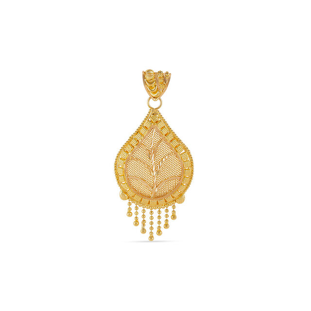 Tanishq 22KT Gold Pendant and Earrings Set for Women 2