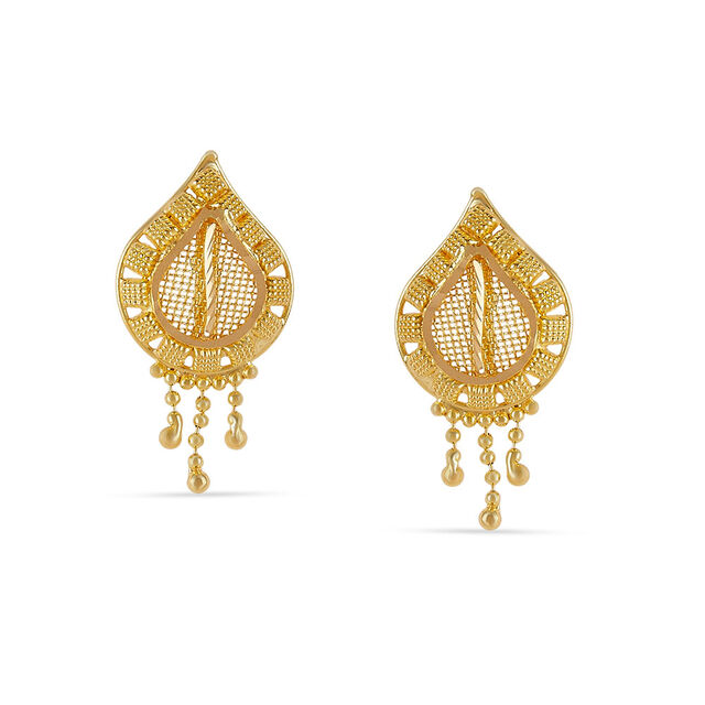 Tanishq 22KT Gold Pendant and Earrings Set for Women 4