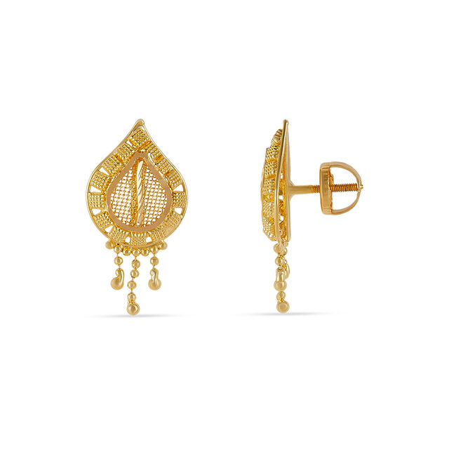 Tanishq 22KT Gold Pendant and Earrings Set for Women 5