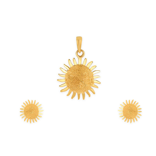 Tanishq 22KT Gold Pendant With Earring for Women 