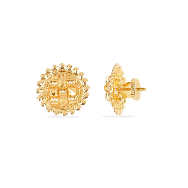 Tanishq 22 Karat Gold Pendant and Earrings Set for Women