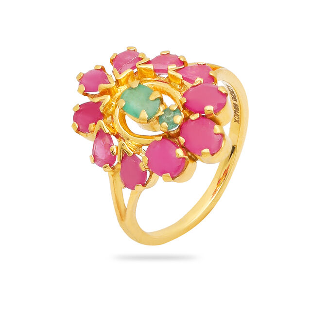 Studded Gold Floral Ring