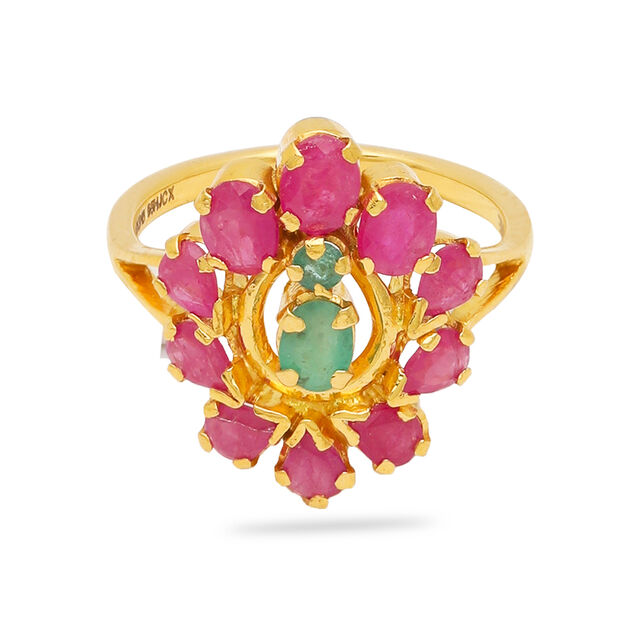 Studded Gold Floral Ring
