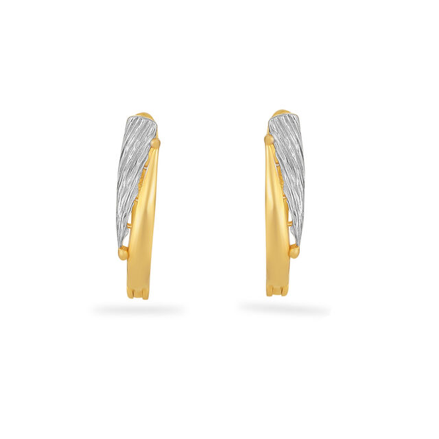 Sleek Silver Leaf Hoop Earrings 