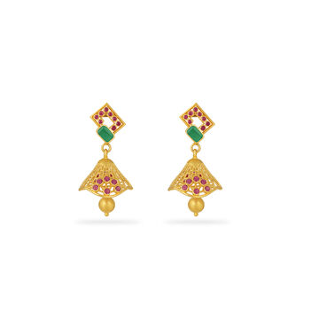 gold Paisley Jali Earrings