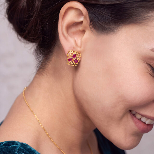 Hexagon Mesh Earrings 3