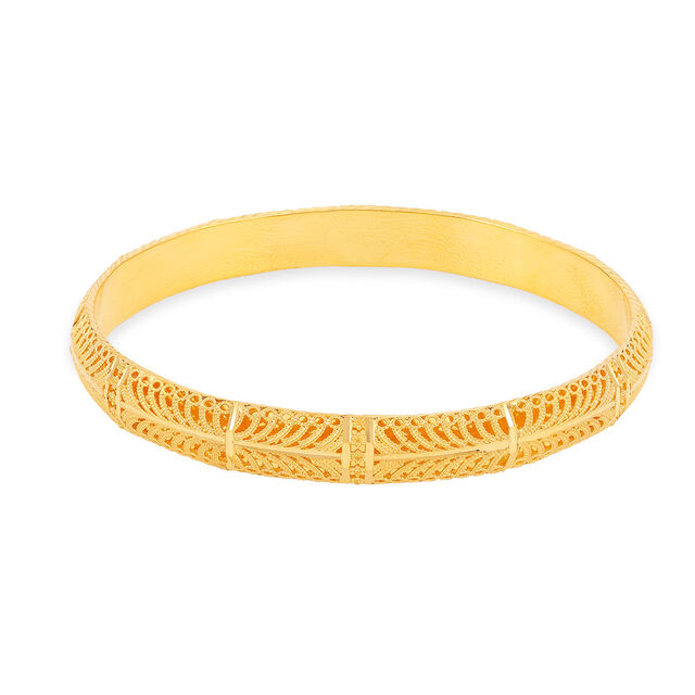 Geometric Elegance Engraved Gold Bangle 2