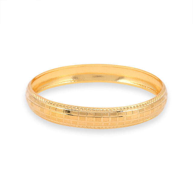 Rectangular Faceted Gold Bangle 