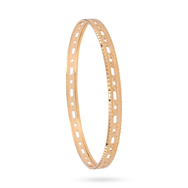 Triangular Faceted Gold Bangle 2
