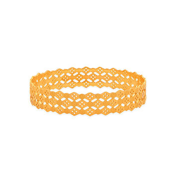 Textured Hexagon-Pattern Gold Bangle